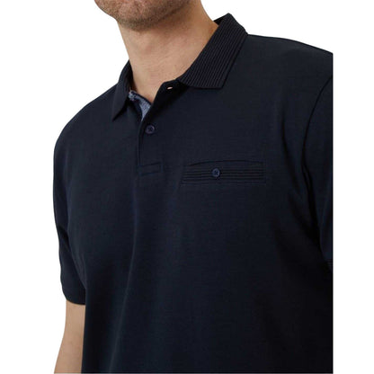 Navy - Side - Threadbare Mens Regular Rolled Short Sleeves Polo Shirt