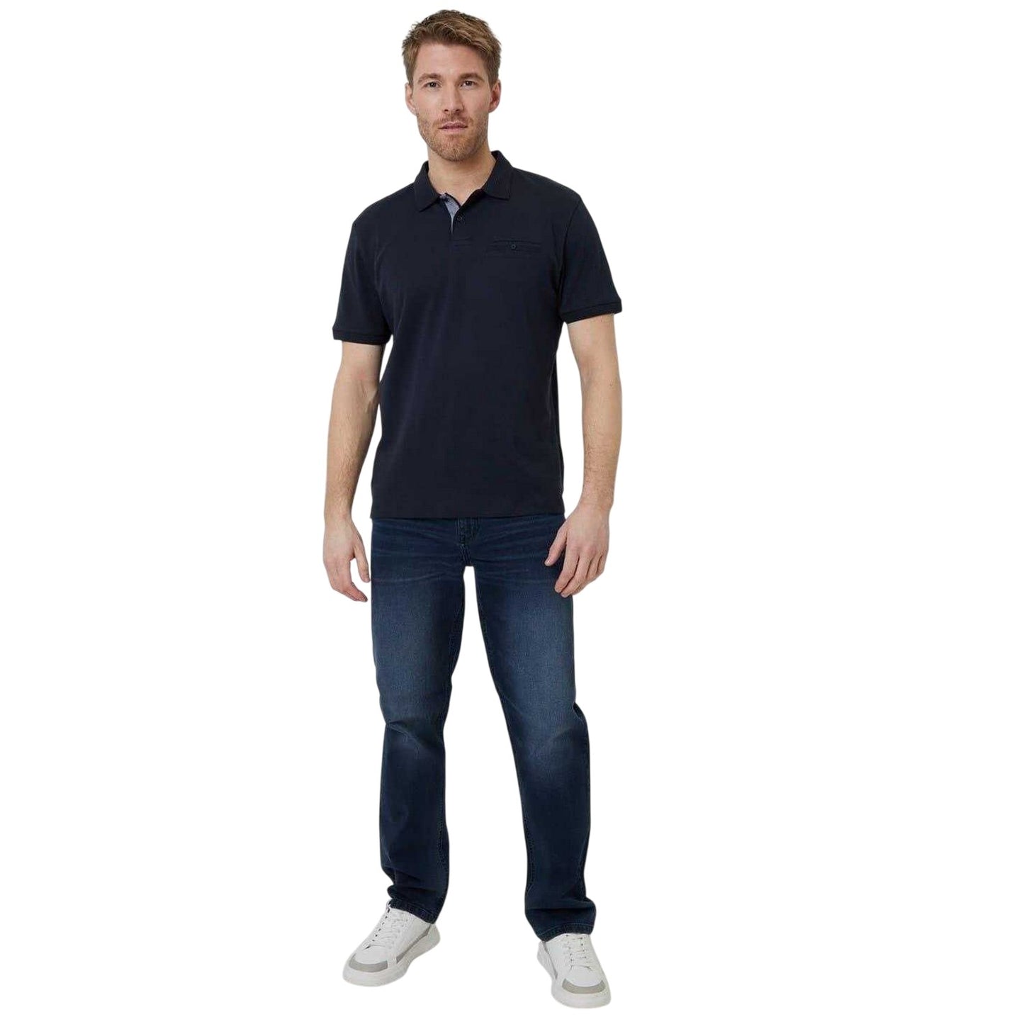 Navy - Lifestyle - Threadbare Mens Regular Rolled Short Sleeves Polo Shirt