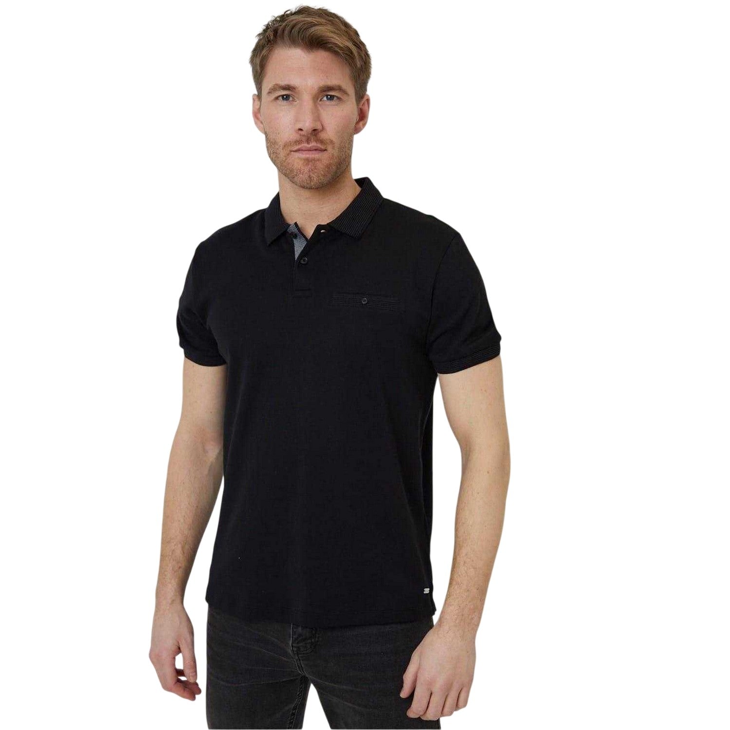 Black - Front - Threadbare Mens Regular Rolled Short Sleeves Polo Shirt