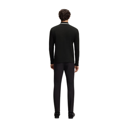 Black - Back - Boss Mens Plisy Long-Sleeved Polo Shirt