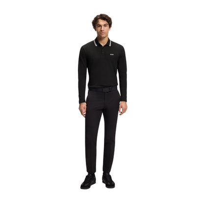 Black - Lifestyle - Boss Mens Plisy Long-Sleeved Polo Shirt