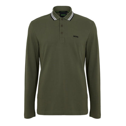Dark Beige - Front - Boss Mens Plisy Long-Sleeved Polo Shirt