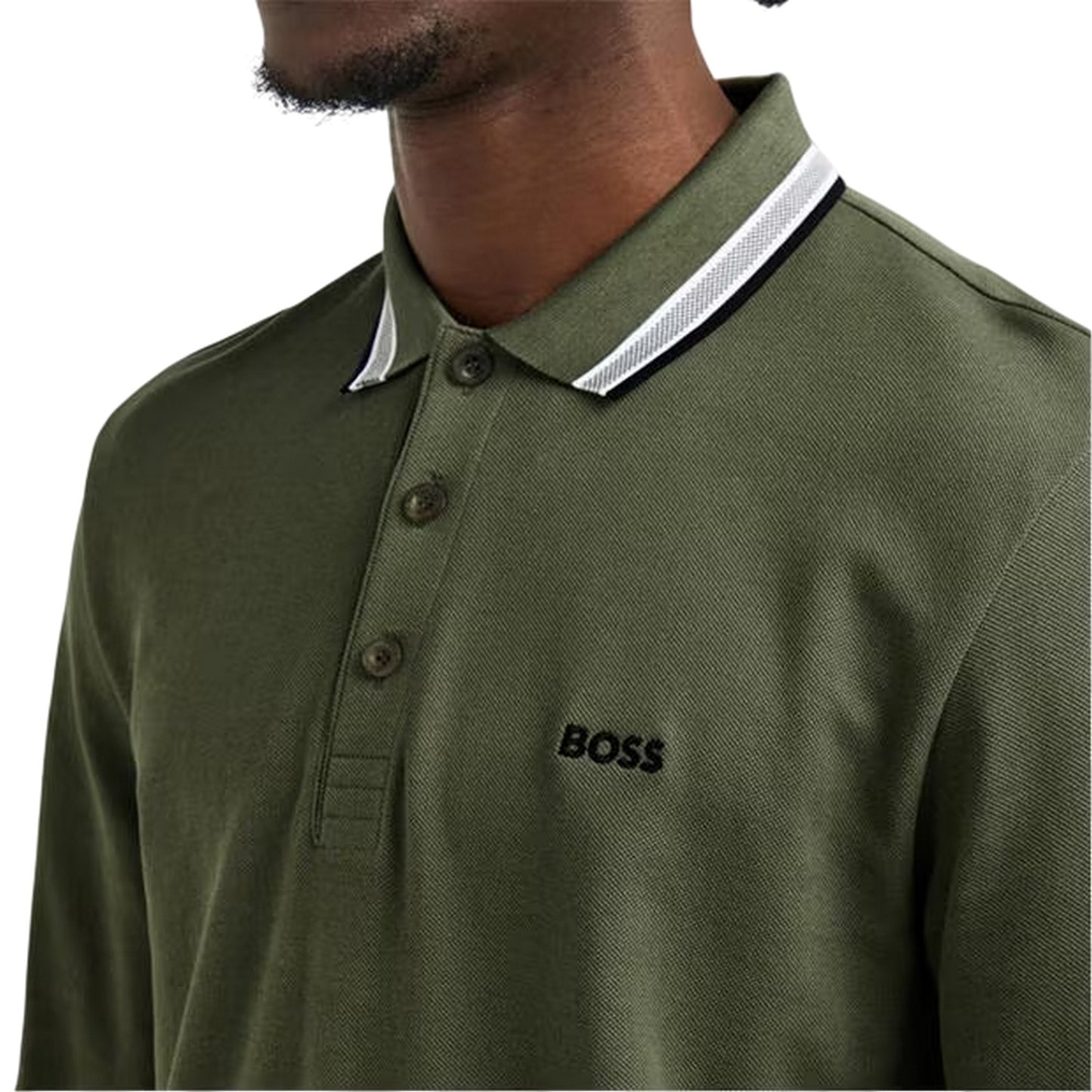 Dark Beige - Side - Boss Mens Plisy Long-Sleeved Polo Shirt