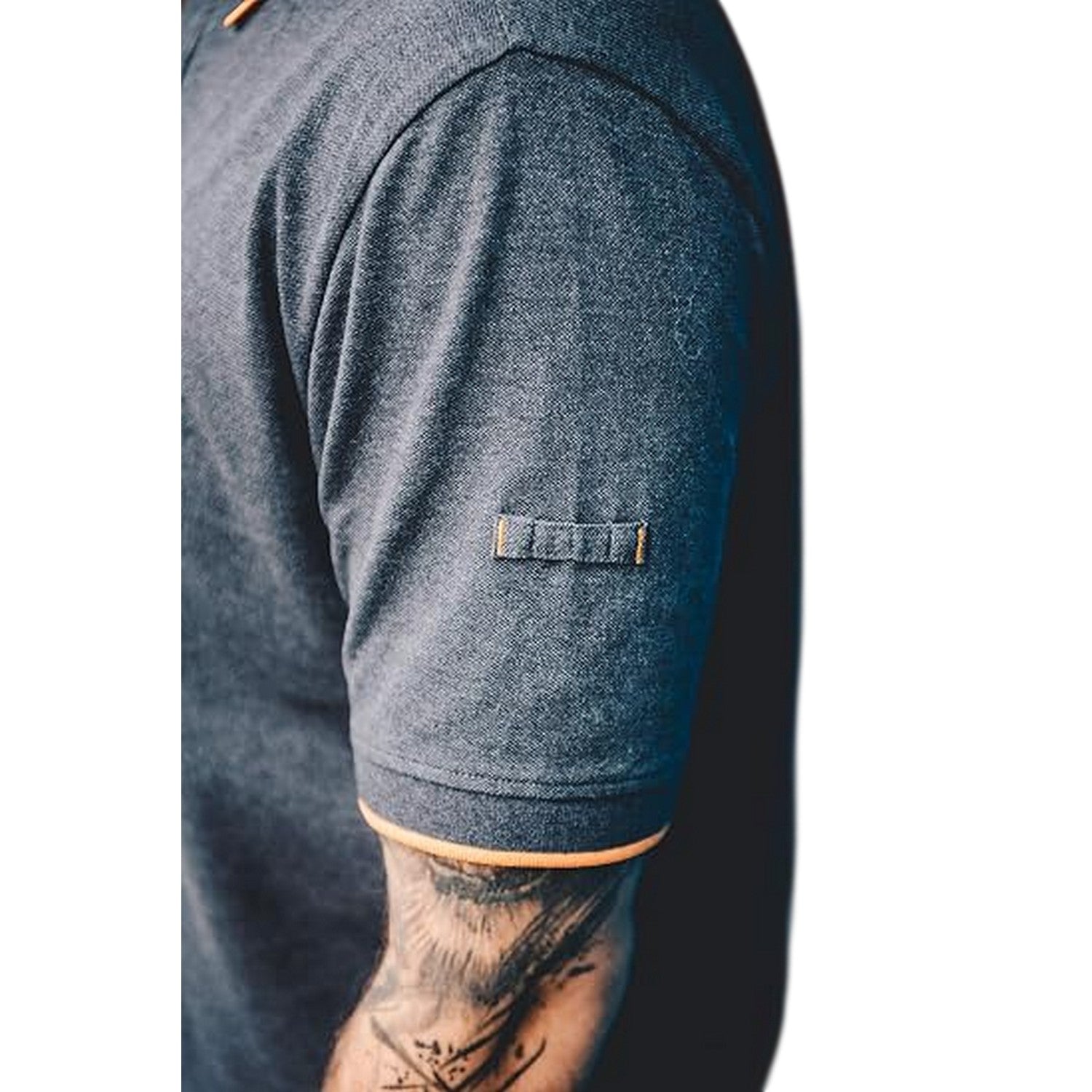 Grey - Back - Worktough Mens Contrast Pique Polo Shirt