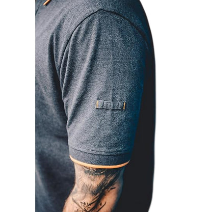 Grey - Back - Worktough Mens Contrast Pique Polo Shirt