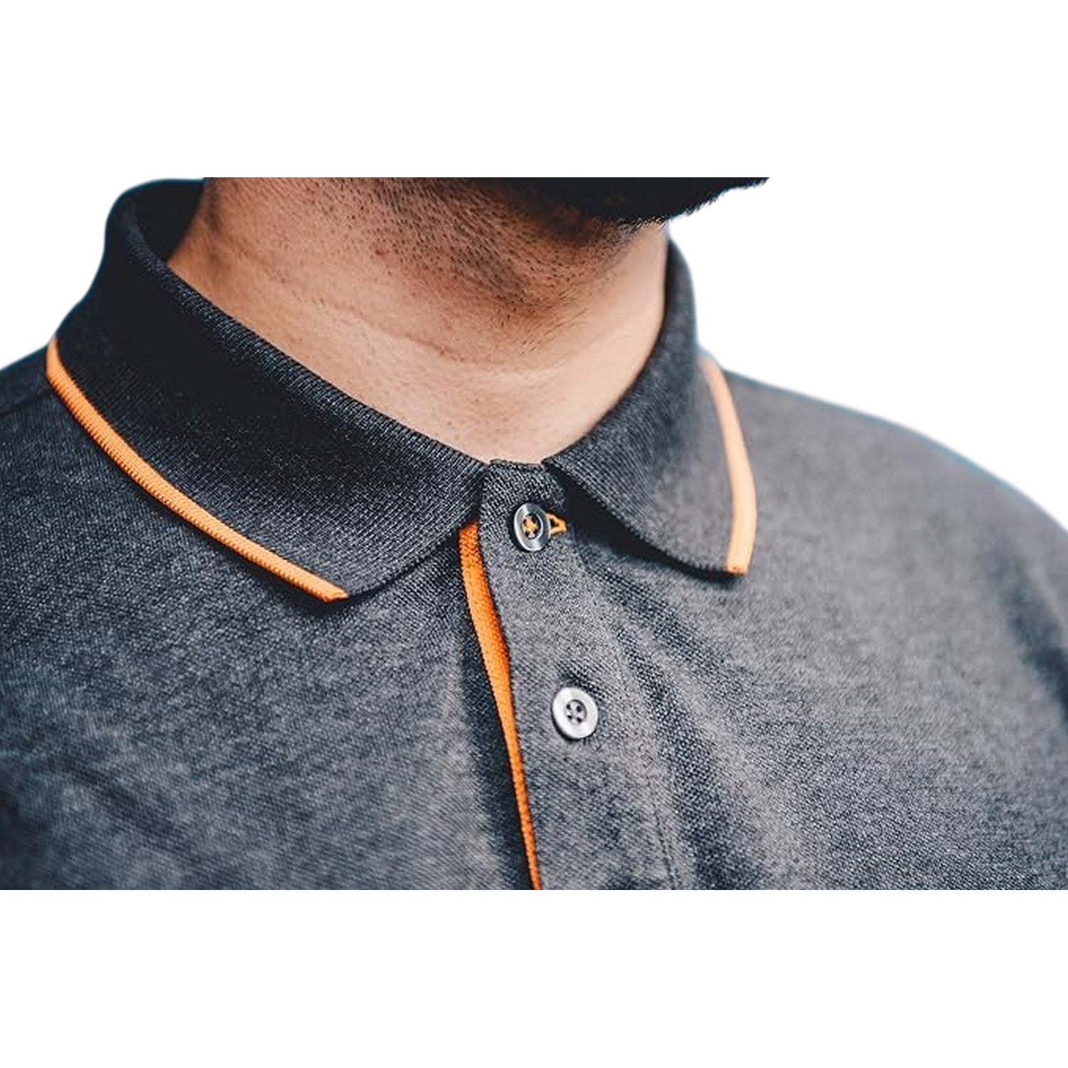 Grey - Side - Worktough Mens Contrast Pique Polo Shirt