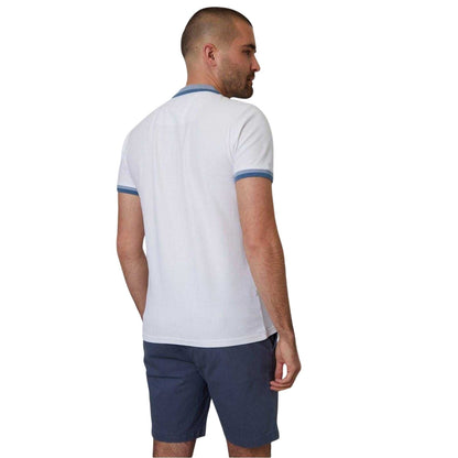 White - Back - Threadbare Mens Denim Look Denim Look Slim Short-Sleeved Polo Shirt