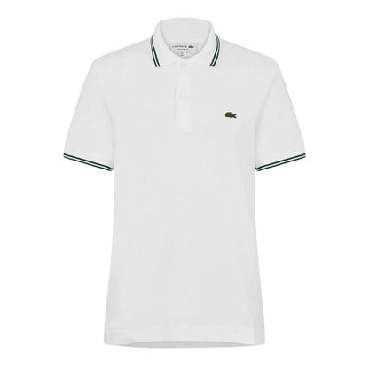 White - Front - Lacoste Womens-Ladies Tipped Slim Short-Sleeved Polo Shirt