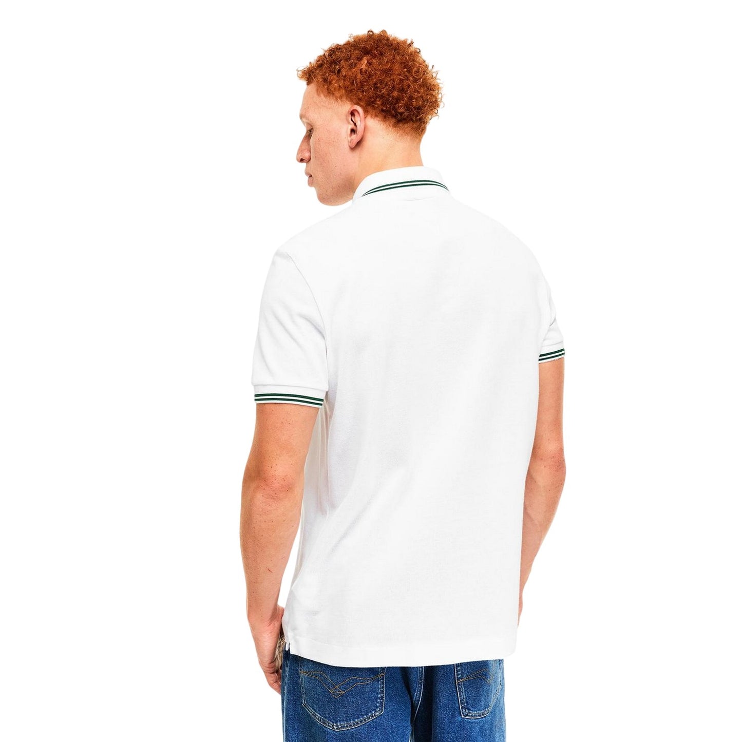 White - Side - Lacoste Womens-Ladies Tipped Slim Short-Sleeved Polo Shirt