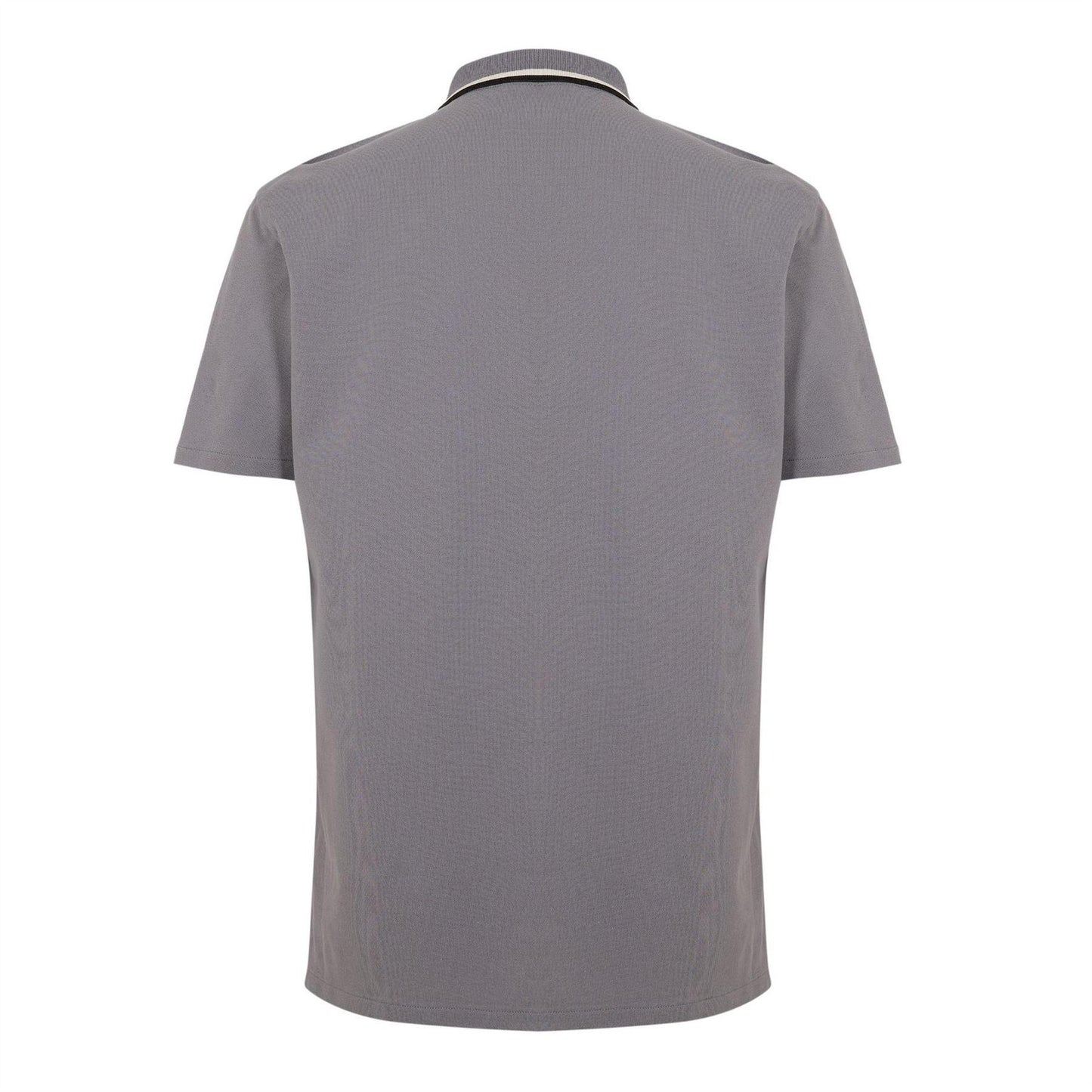 Grey - Back - Paul Smith Mens Zipped Tailored Short-Sleeved Polo Shirt
