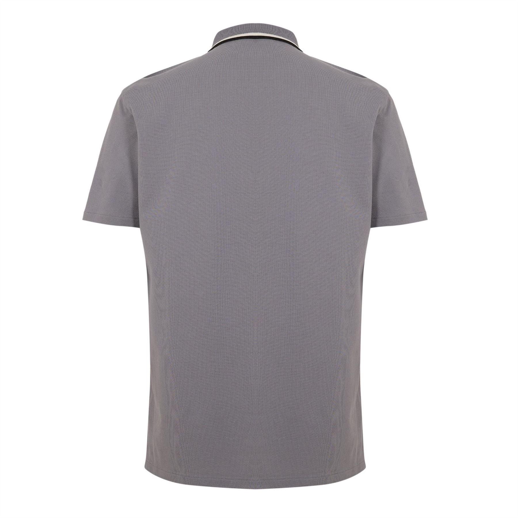 Grey - Back - Paul Smith Mens Zipped Tailored Short-Sleeved Polo Shirt