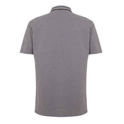Grey - Back - Paul Smith Mens Zipped Tailored Short-Sleeved Polo Shirt