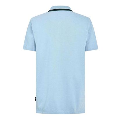 Blue - Back - Paul Smith Mens Zipped Tailored Short-Sleeved Polo Shirt