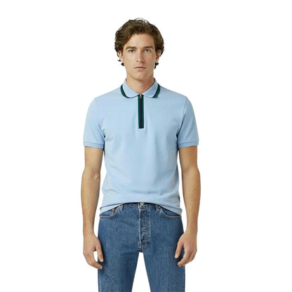 Blue - Side - Paul Smith Mens Zipped Tailored Short-Sleeved Polo Shirt