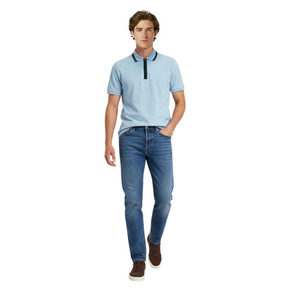 Blue - Lifestyle - Paul Smith Mens Zipped Tailored Short-Sleeved Polo Shirt