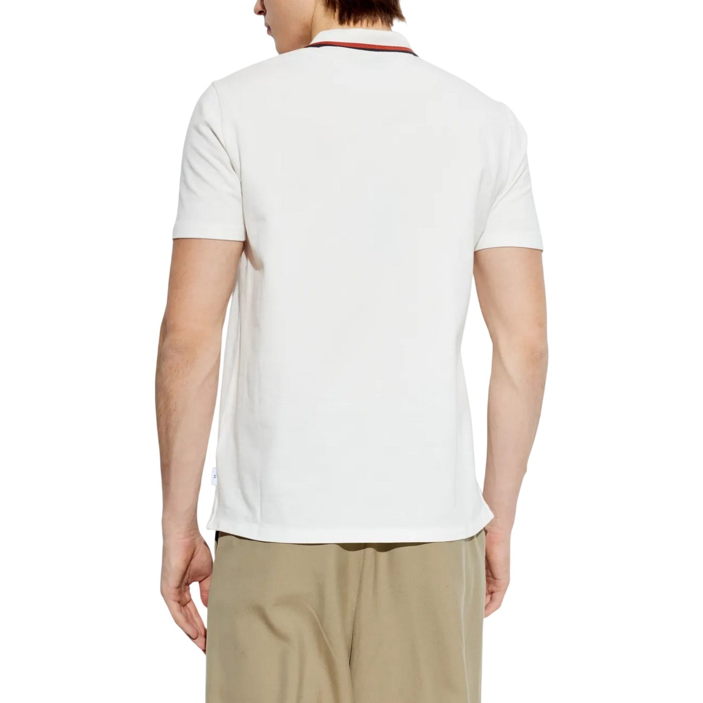 White - Back - Paul Smith Mens Zipped Tailored Short-Sleeved Polo Shirt