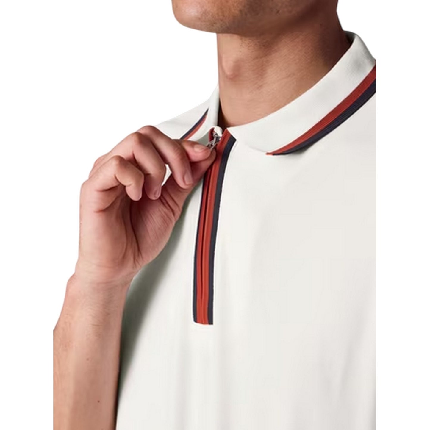 White - Side - Paul Smith Mens Zipped Tailored Short-Sleeved Polo Shirt