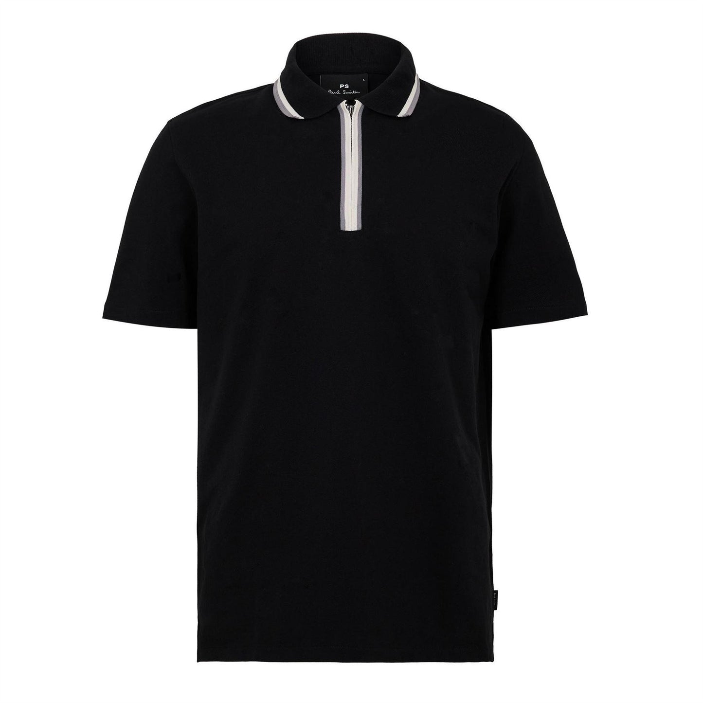 Black - Front - Paul Smith Mens Zipped Tailored Short-Sleeved Polo Shirt