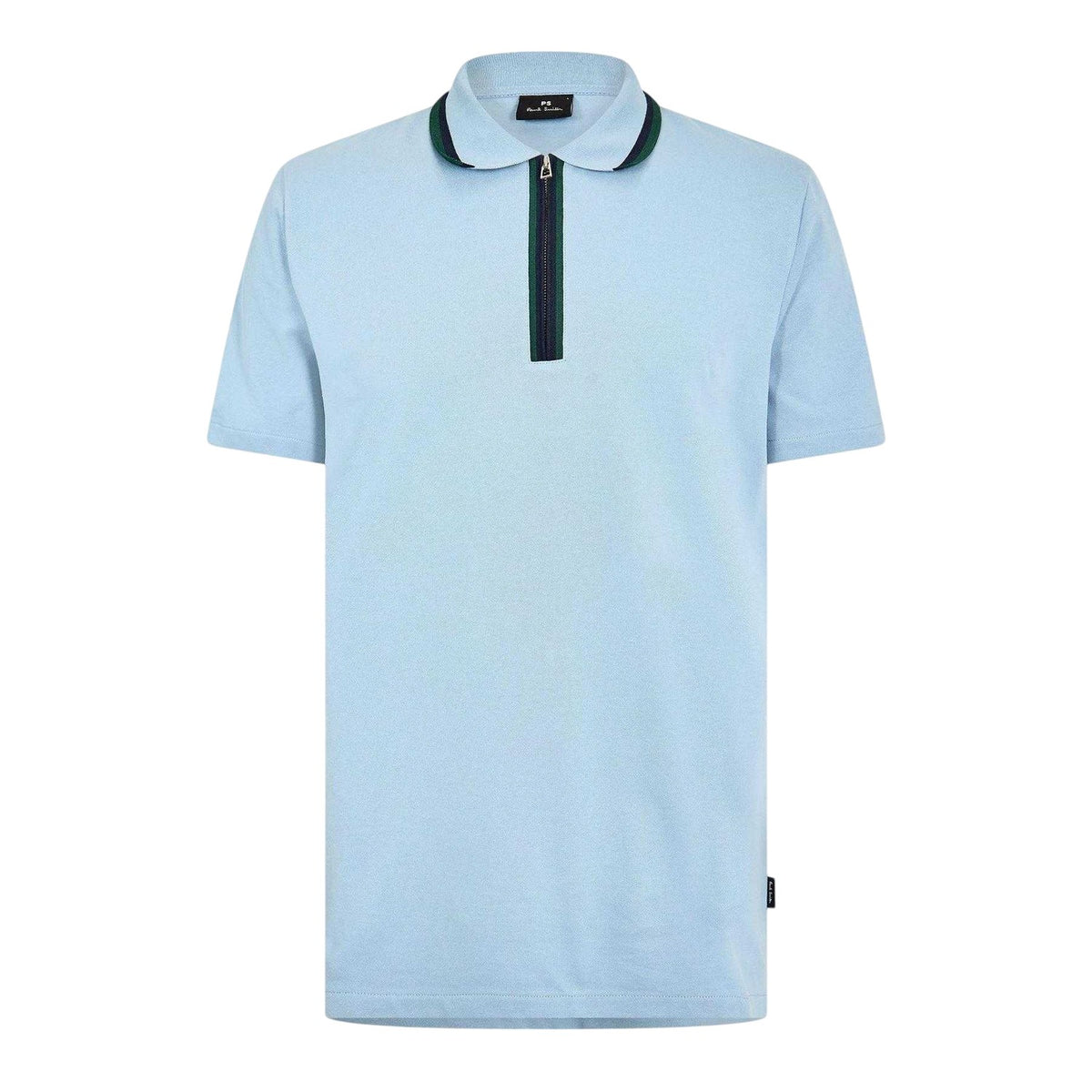 Blue - Front - Paul Smith Mens Zipped Tailored Short-Sleeved Polo Shirt