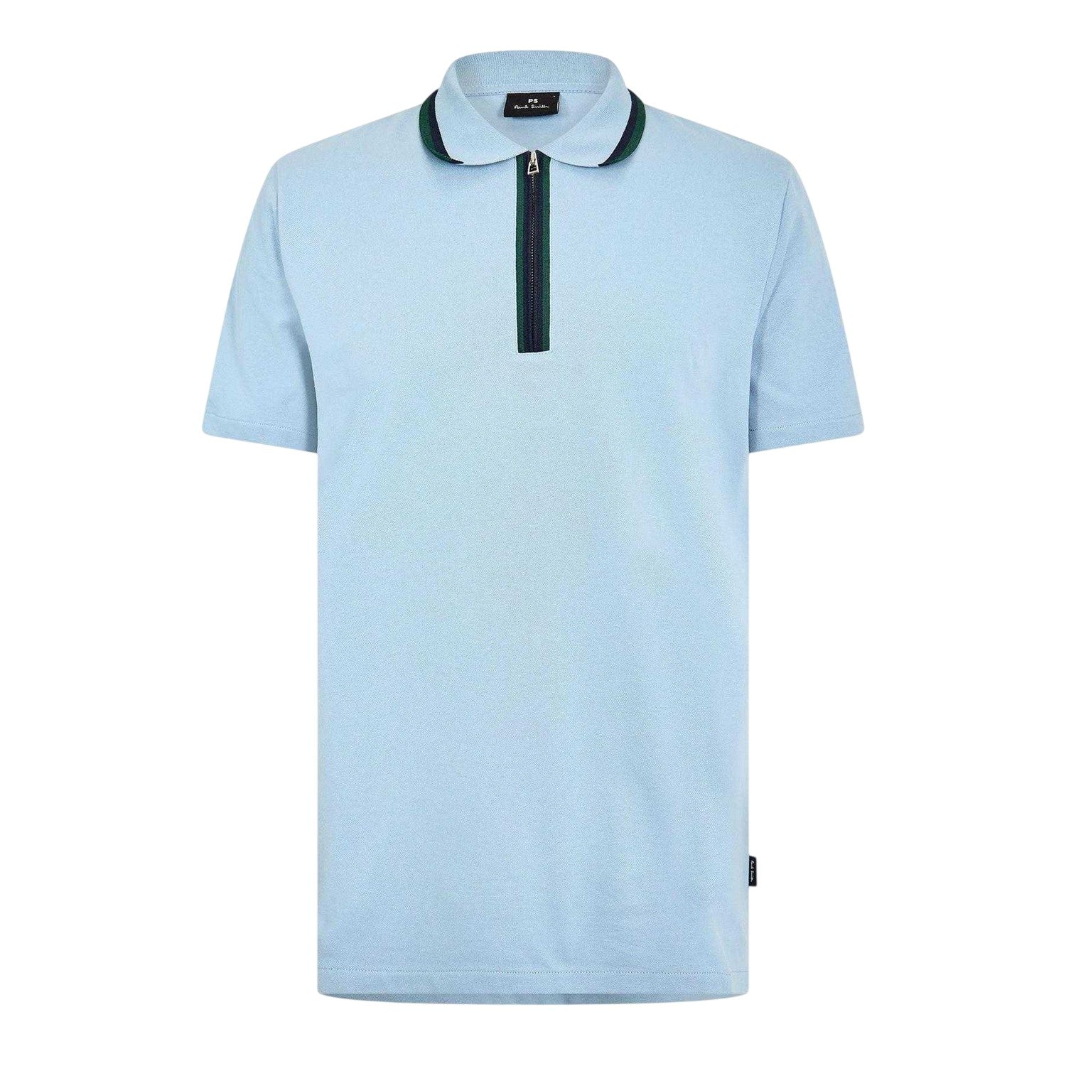Blue - Front - Paul Smith Mens Zipped Tailored Short-Sleeved Polo Shirt