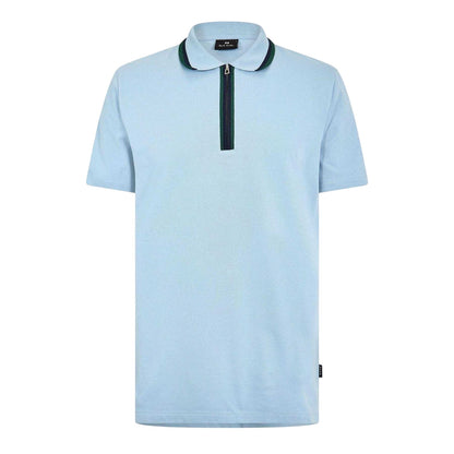 Blue - Front - Paul Smith Mens Zipped Tailored Short-Sleeved Polo Shirt