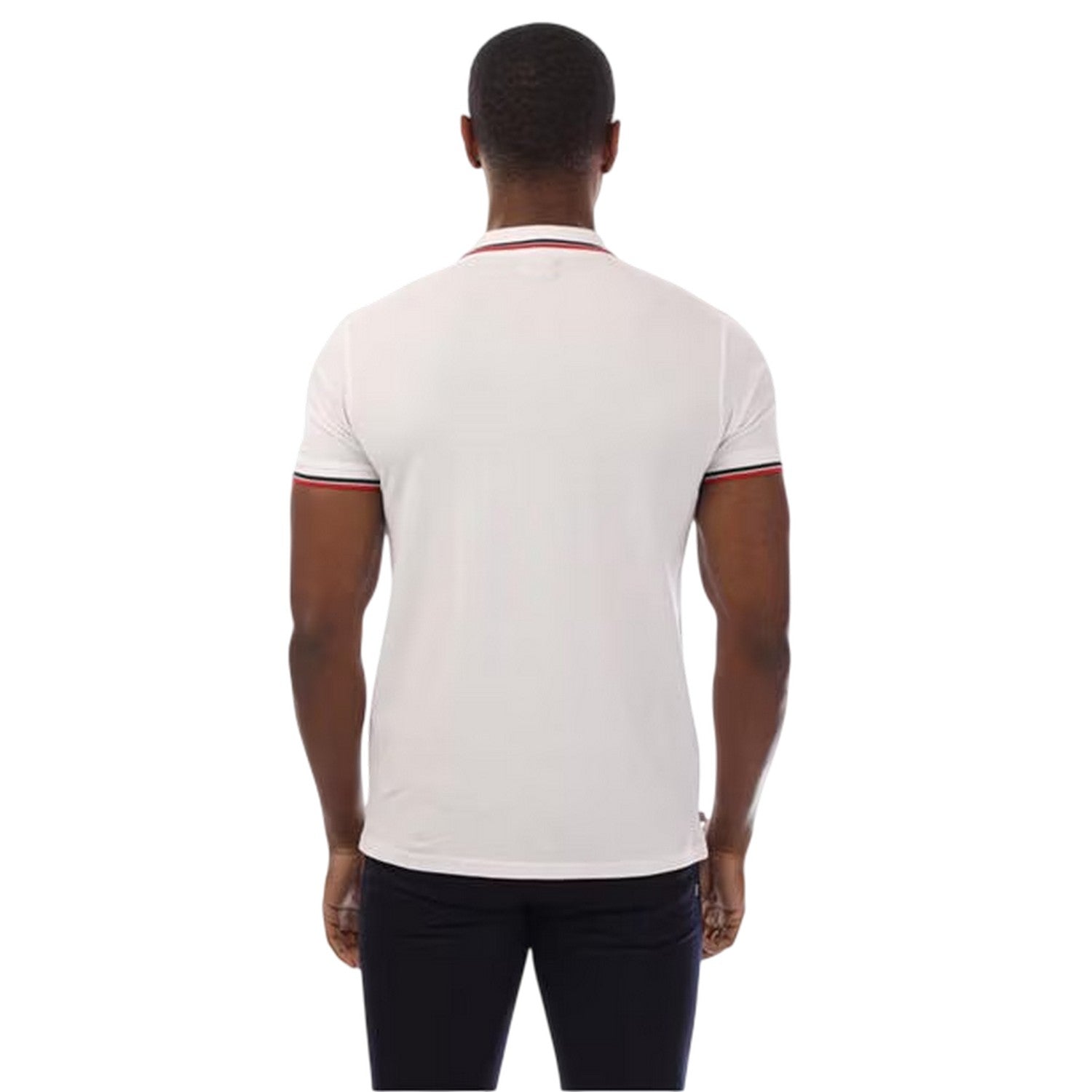 White-Navy - Back - Aquascutum Mens Slim Short-Sleeved Polo Shirt