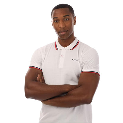 White-Navy - Side - Aquascutum Mens Slim Short-Sleeved Polo Shirt