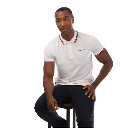 White-Navy - Lifestyle - Aquascutum Mens Slim Short-Sleeved Polo Shirt