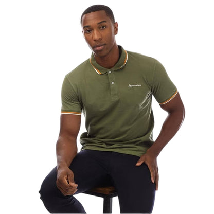 Green-White - Lifestyle - Aquascutum Mens Slim Short-Sleeved Polo Shirt