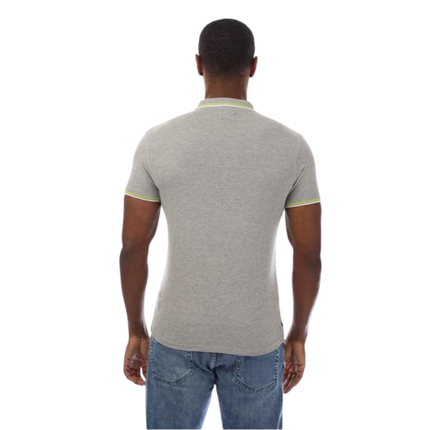 Grey - Back - Aquascutum Mens Slim Short-Sleeved Polo Shirt