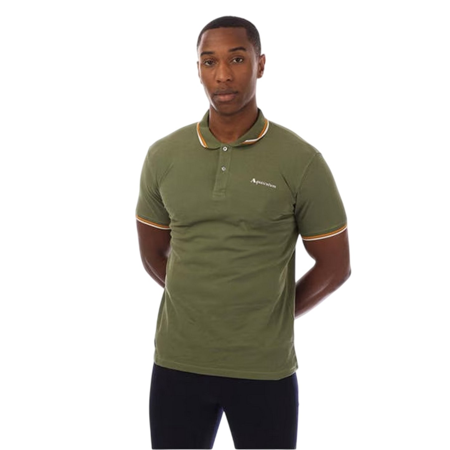 Green-White - Front - Aquascutum Mens Slim Short-Sleeved Polo Shirt