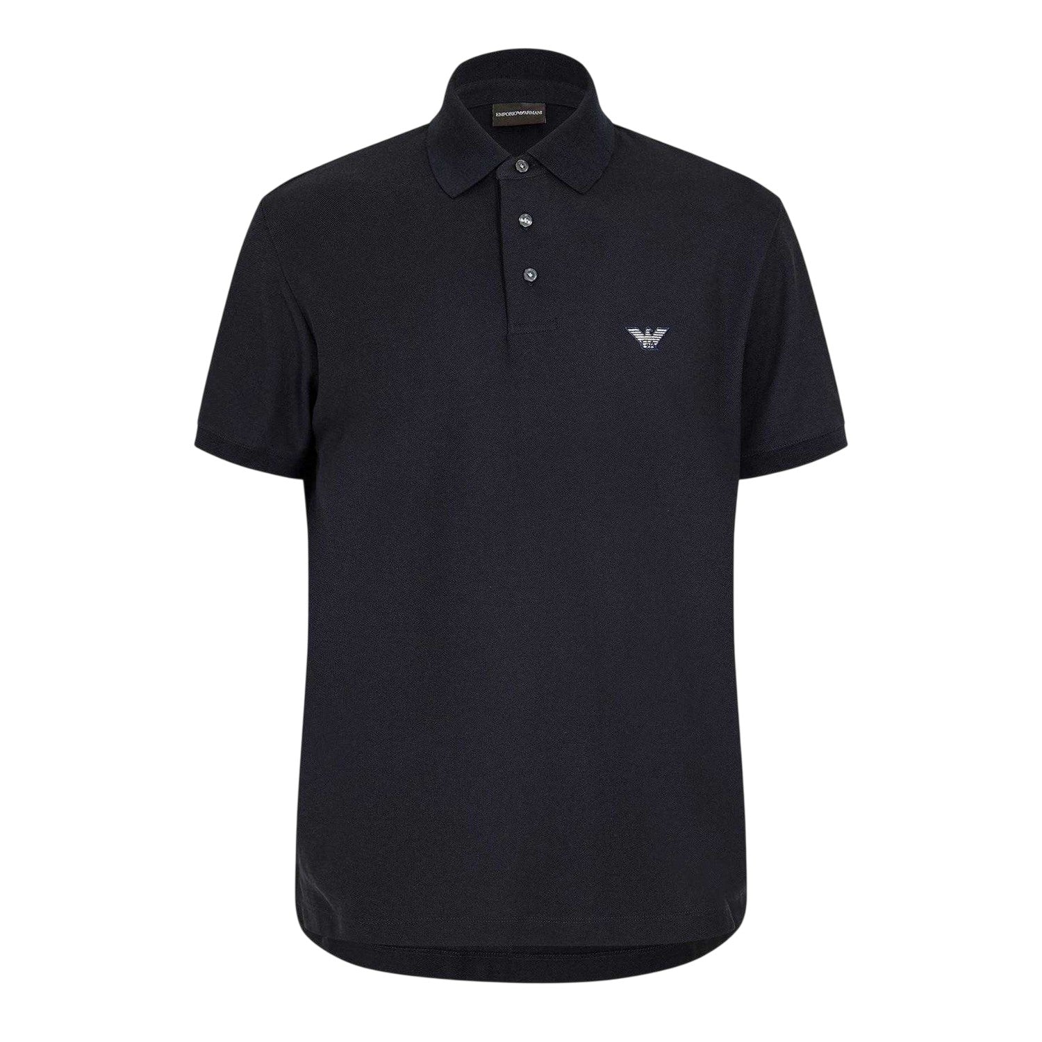 Navy - Front - Emporio Armani Mens Embroidered Short-Sleeved Polo Shirt