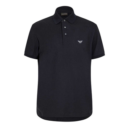 Navy - Front - Emporio Armani Mens Embroidered Short-Sleeved Polo Shirt