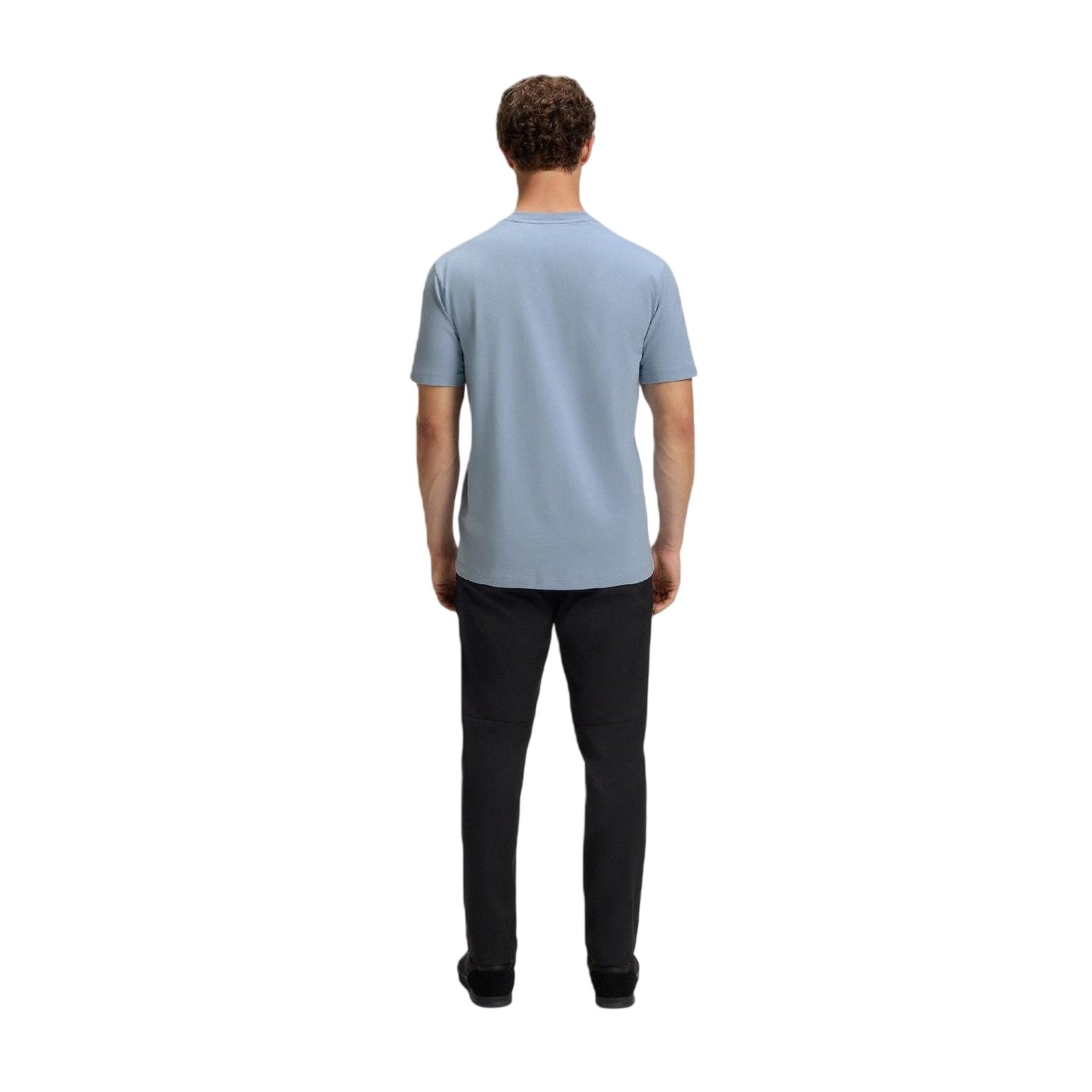 Blue - Back - Boss Mens Crew Neck Regular Short-Sleeved Polo Shirt