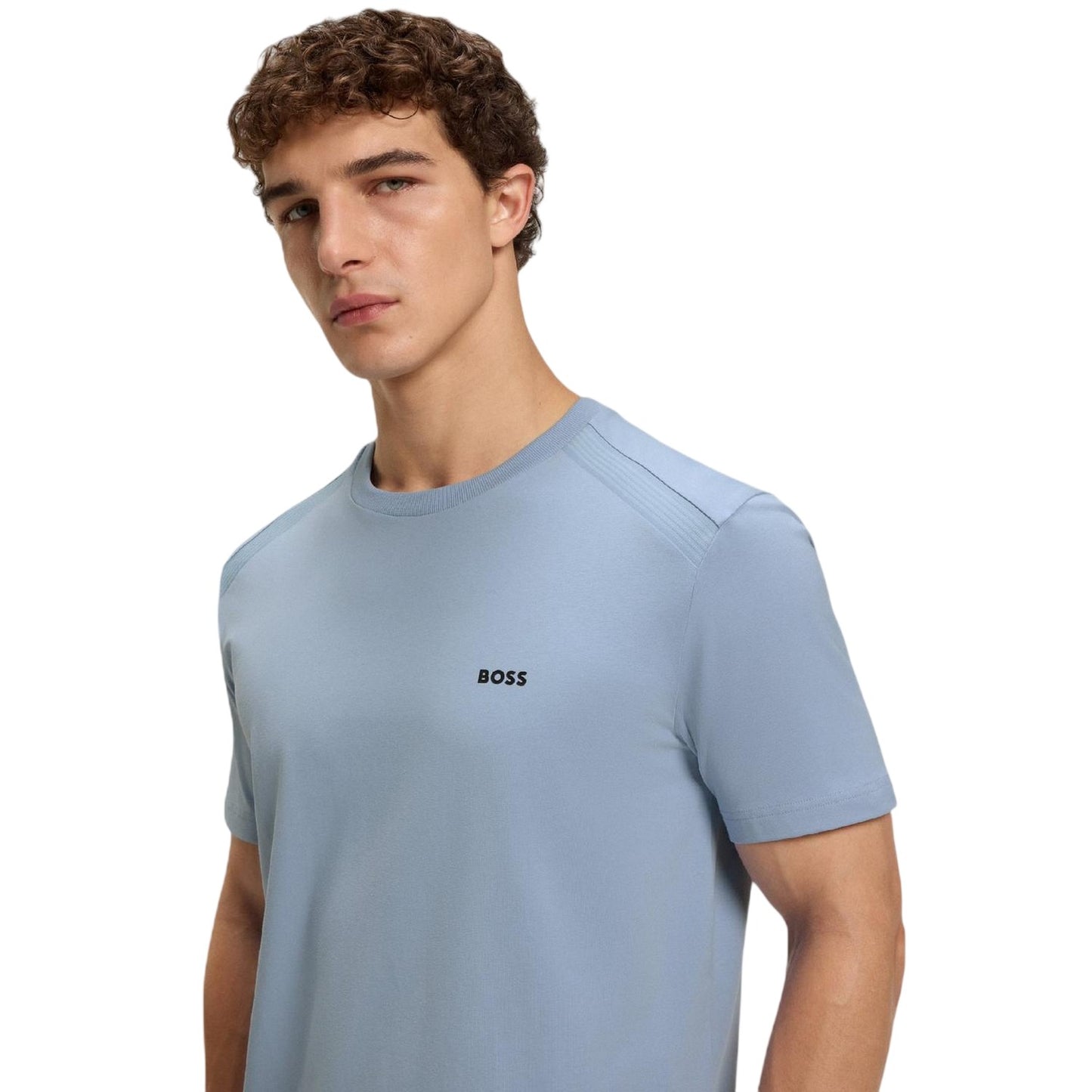 Blue - Side - Boss Mens Crew Neck Regular Short-Sleeved Polo Shirt