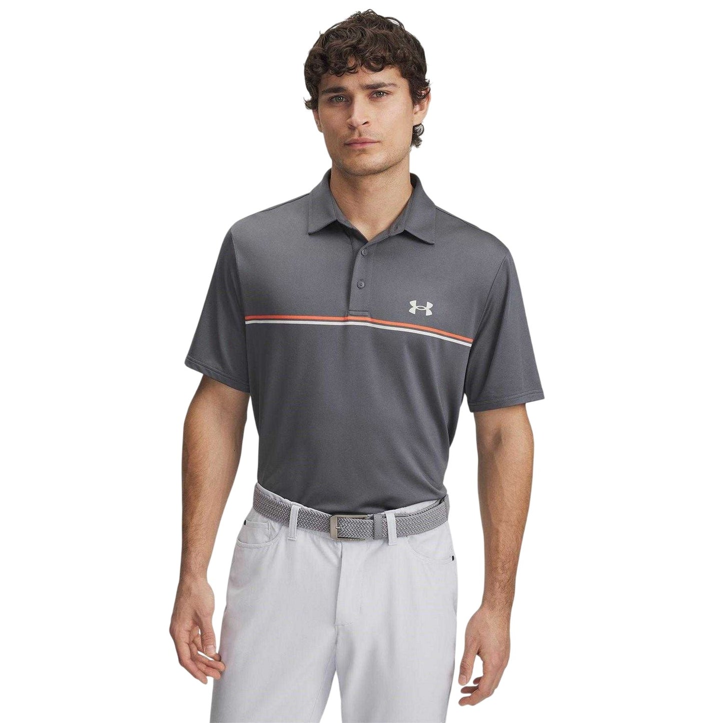 Grey - Front - Under Armour Mens Playoff 3.0 Stripe Polo Shirt