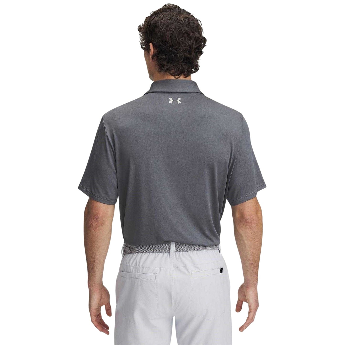 Grey - Back - Under Armour Mens Playoff 3.0 Stripe Polo Shirt