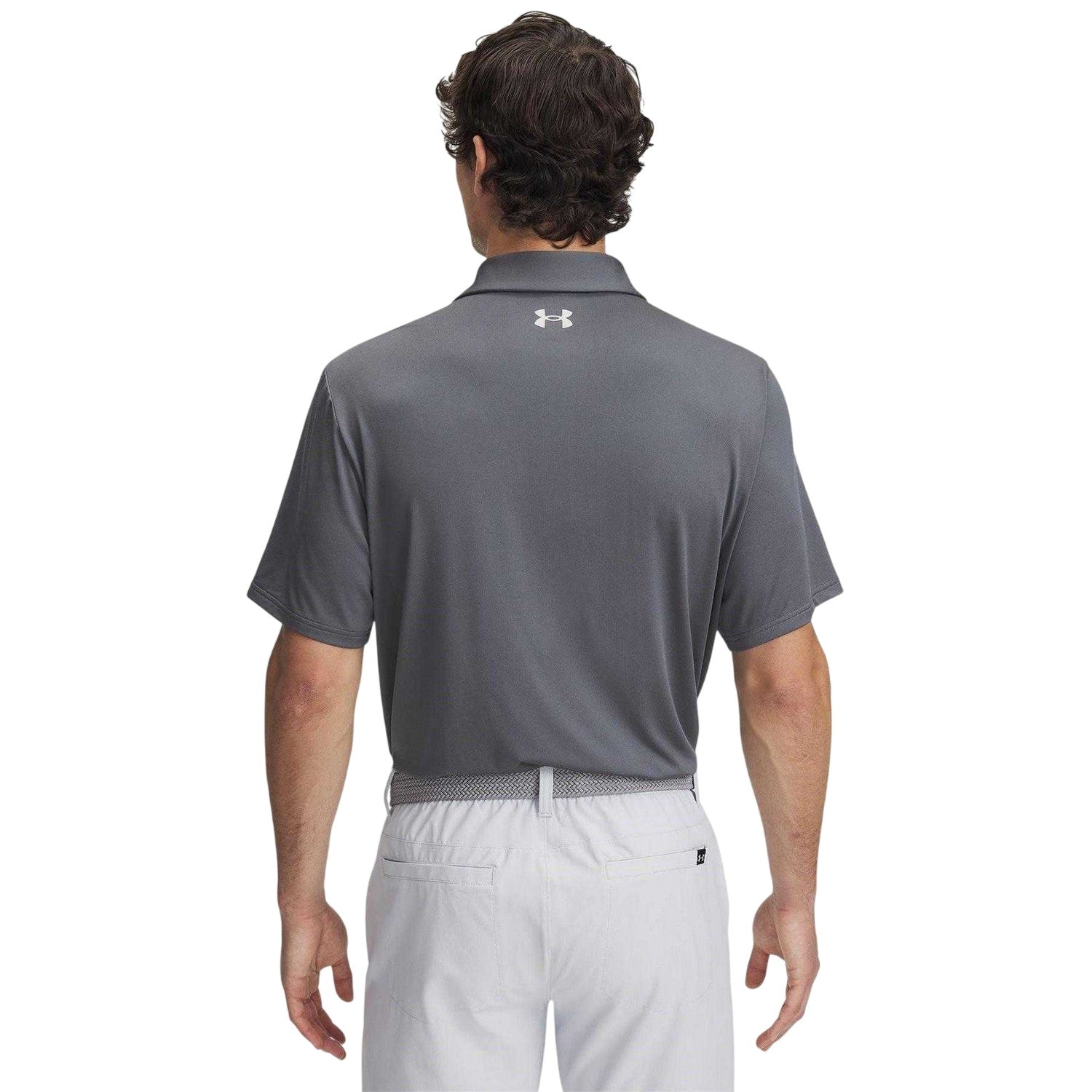 Grey - Back - Under Armour Mens Playoff 3.0 Stripe Polo Shirt