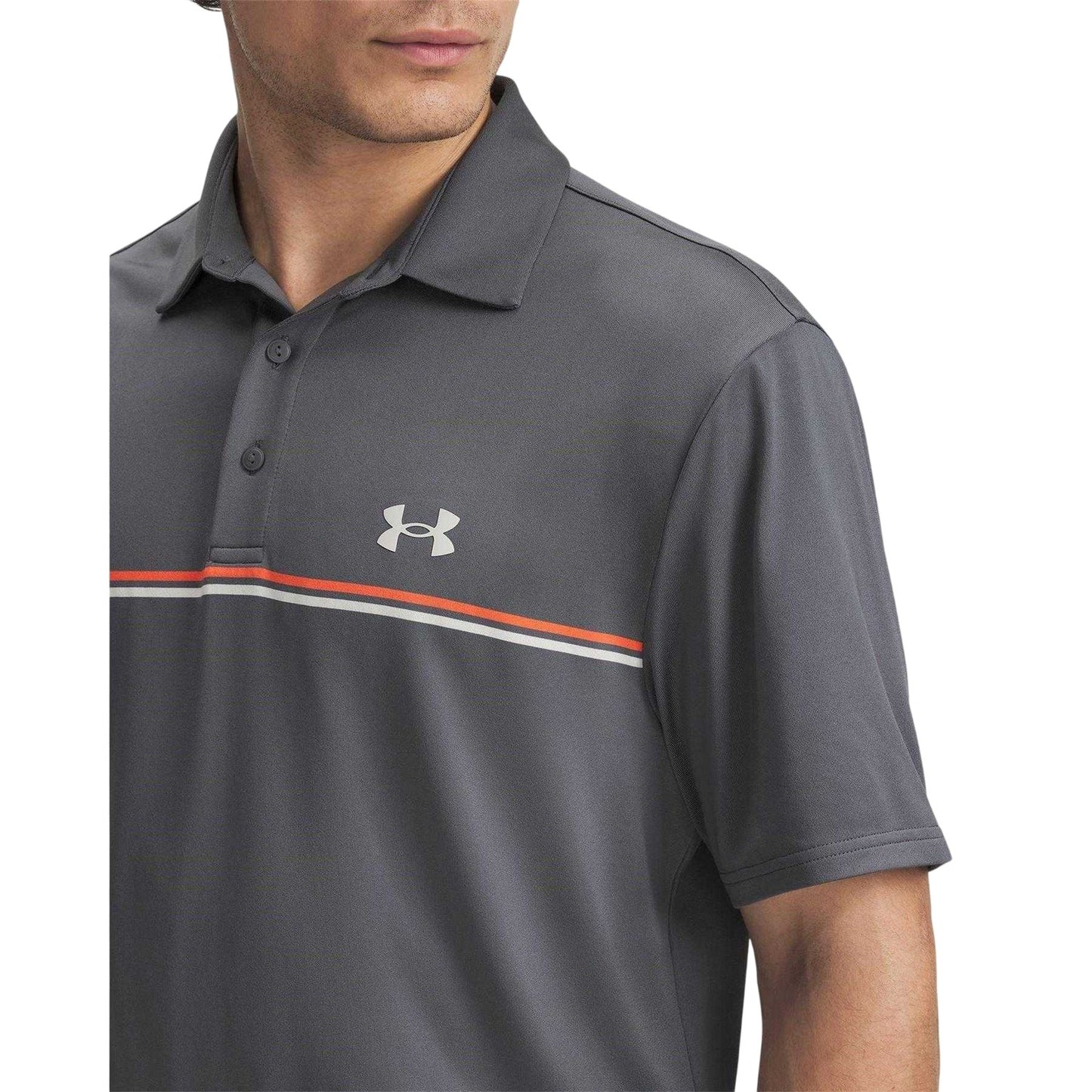 Grey - Side - Under Armour Mens Playoff 3.0 Stripe Polo Shirt