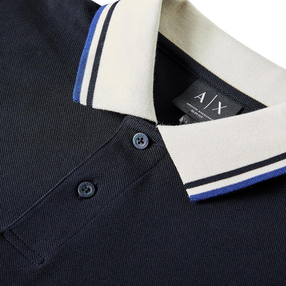 Deep Navy - Side - Armani Exchange Mens Short-Sleeved Polo Shirt