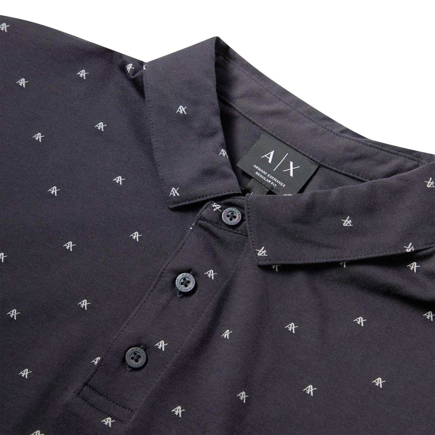 Navy - Side - Armani Exchange Mens Short-Sleeved Polo Shirt