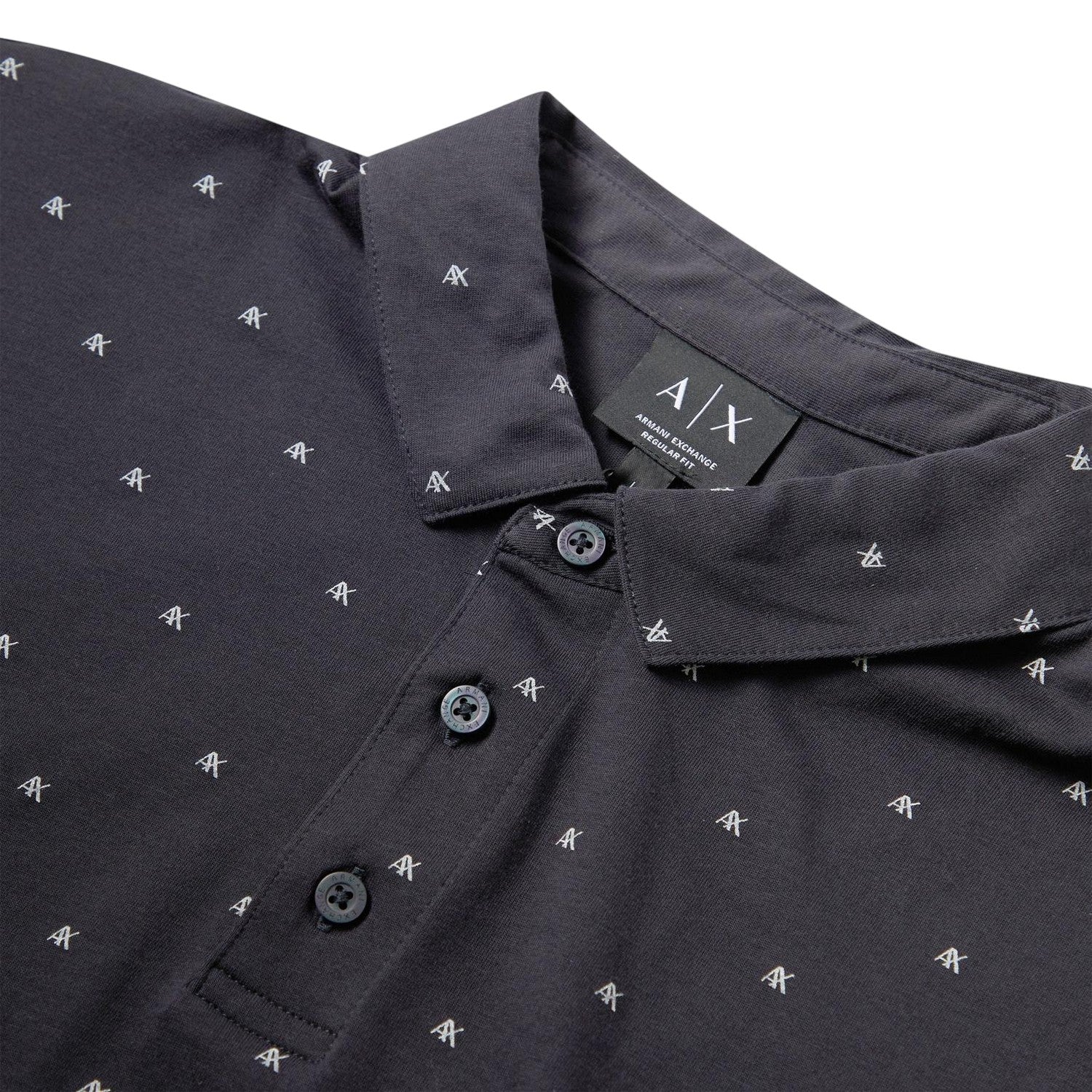Navy - Side - Armani Exchange Mens Short-Sleeved Polo Shirt