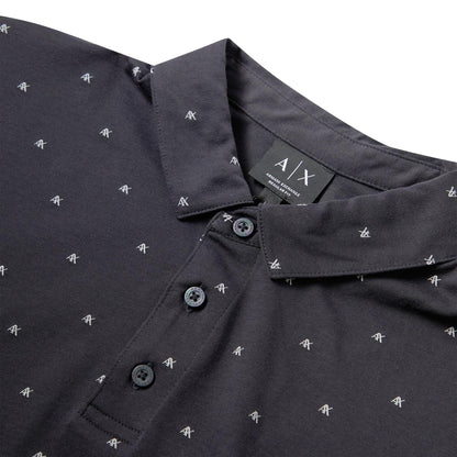 Navy - Side - Armani Exchange Mens Short-Sleeved Polo Shirt