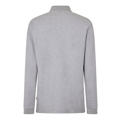 Silver - Back - Boss Mens Pado 30 Cotton Long-Sleeved Polo Shirt