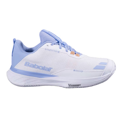 White-Blue - Side - Babolat Womens-Ladies SFX Evo Tennis Shoes
