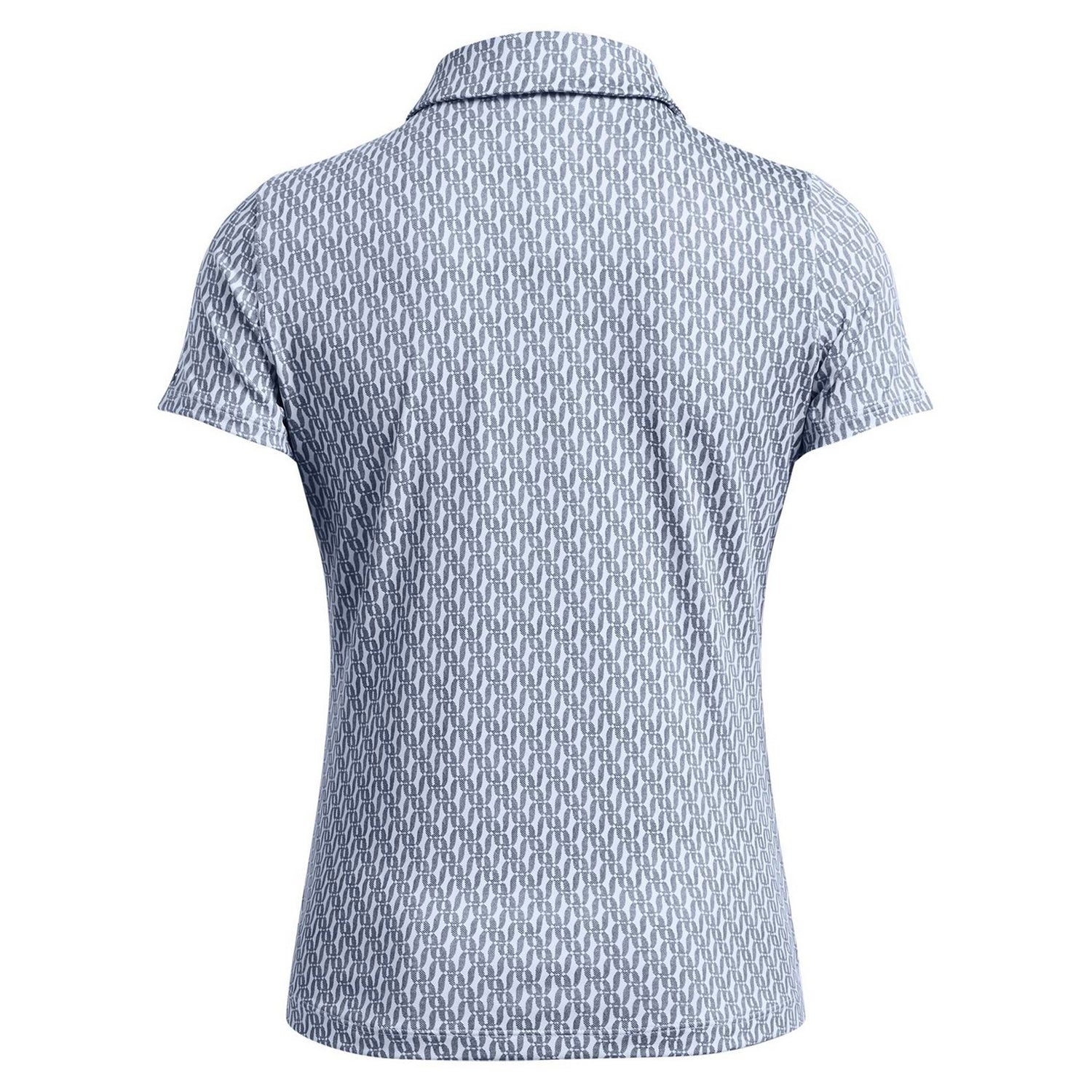 Blue - Back - Under Armour Womens-Ladies Playoff 3.0 Printed Regular Short-Sleeved Polo Shirt