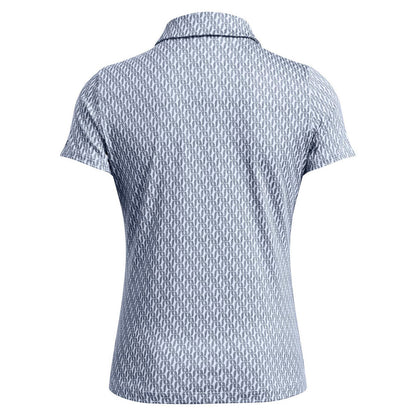 Blue - Back - Under Armour Womens-Ladies Playoff 3.0 Printed Regular Short-Sleeved Polo Shirt