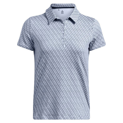 Blue - Front - Under Armour Womens-Ladies Playoff 3.0 Printed Regular Short-Sleeved Polo Shirt