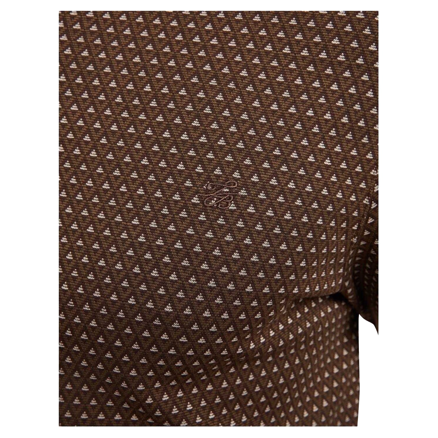 Brown-Tan - Side - Ted Baker Mens Jacquard Long-Sleeved Polo Shirt