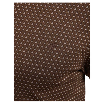 Brown-Tan - Side - Ted Baker Mens Jacquard Long-Sleeved Polo Shirt